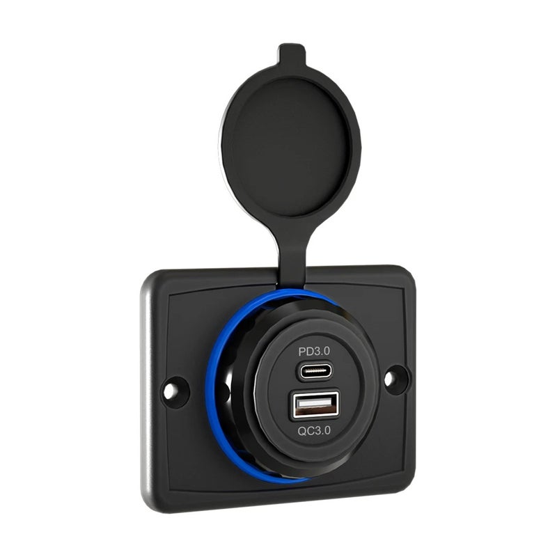 Bluejw Led Dual USB Car Charger QC3.0 PD3.0 12V/24V Fast Charging Adapter, 2 Port Automobile Charger Socket for Phones/Tablets/Marine - [Your Brand/Model] - Image 1